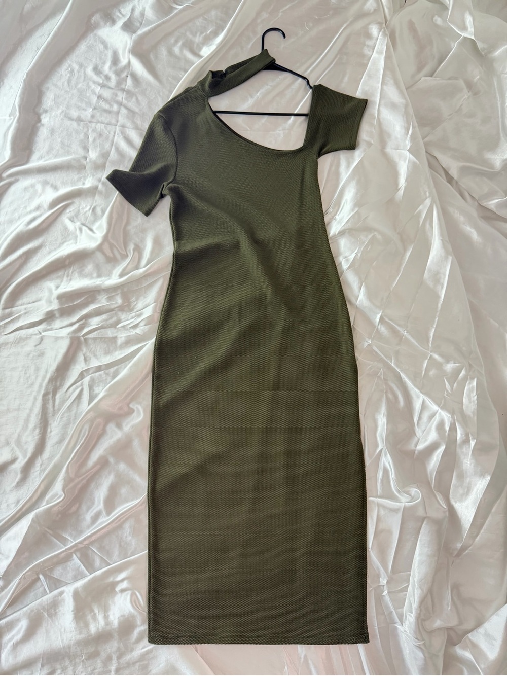 Topshop Olive Green Asymmetric Midi Dress